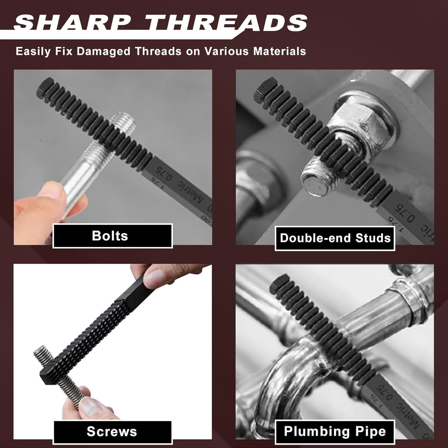 Thread Restorer File Metric/SAE Thread Repair Tool for UNF/UNC