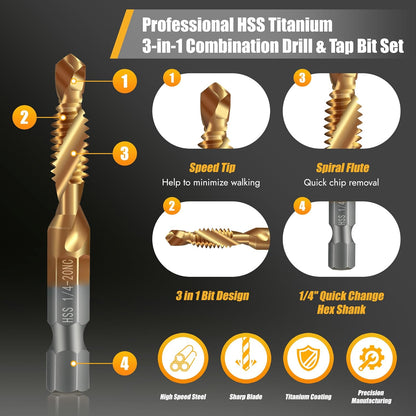 6 PCS Metric Tap and Drill Bit Set Metric Drill Bits