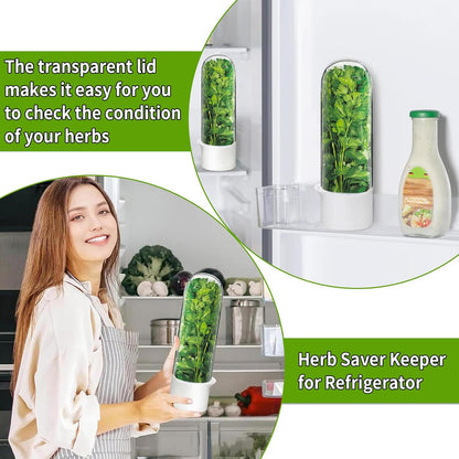 Herb Saver for Refrigerator – Fresh Herb Keeper & Storage Container for Cilantro, Basil, Asparagus & More