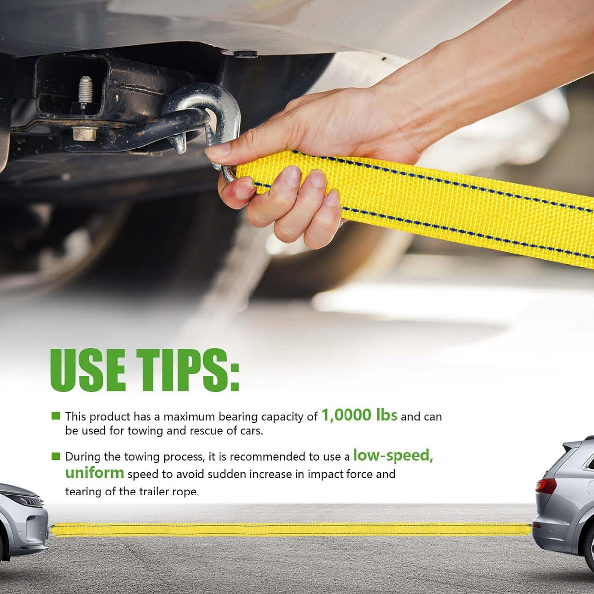 5-Ton Durable Automotive Tow Strap - 4M Thickened Multi-function Recovery Tool