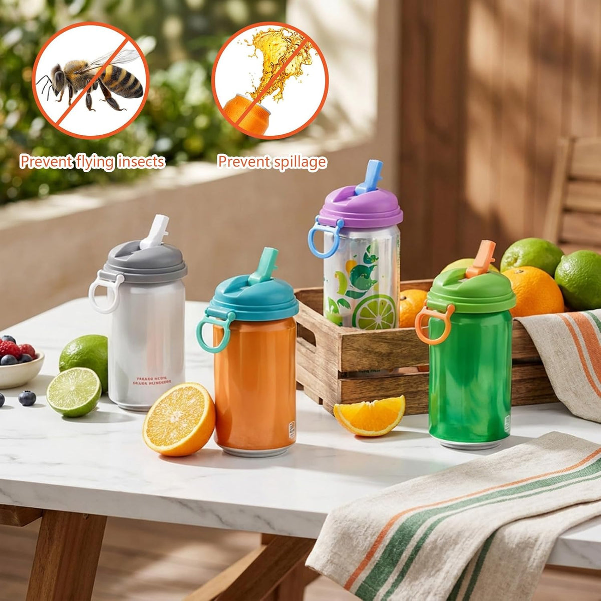 Soda Can Lids 4-Pack - BPA-Free Reusable Leakproof Lids Set