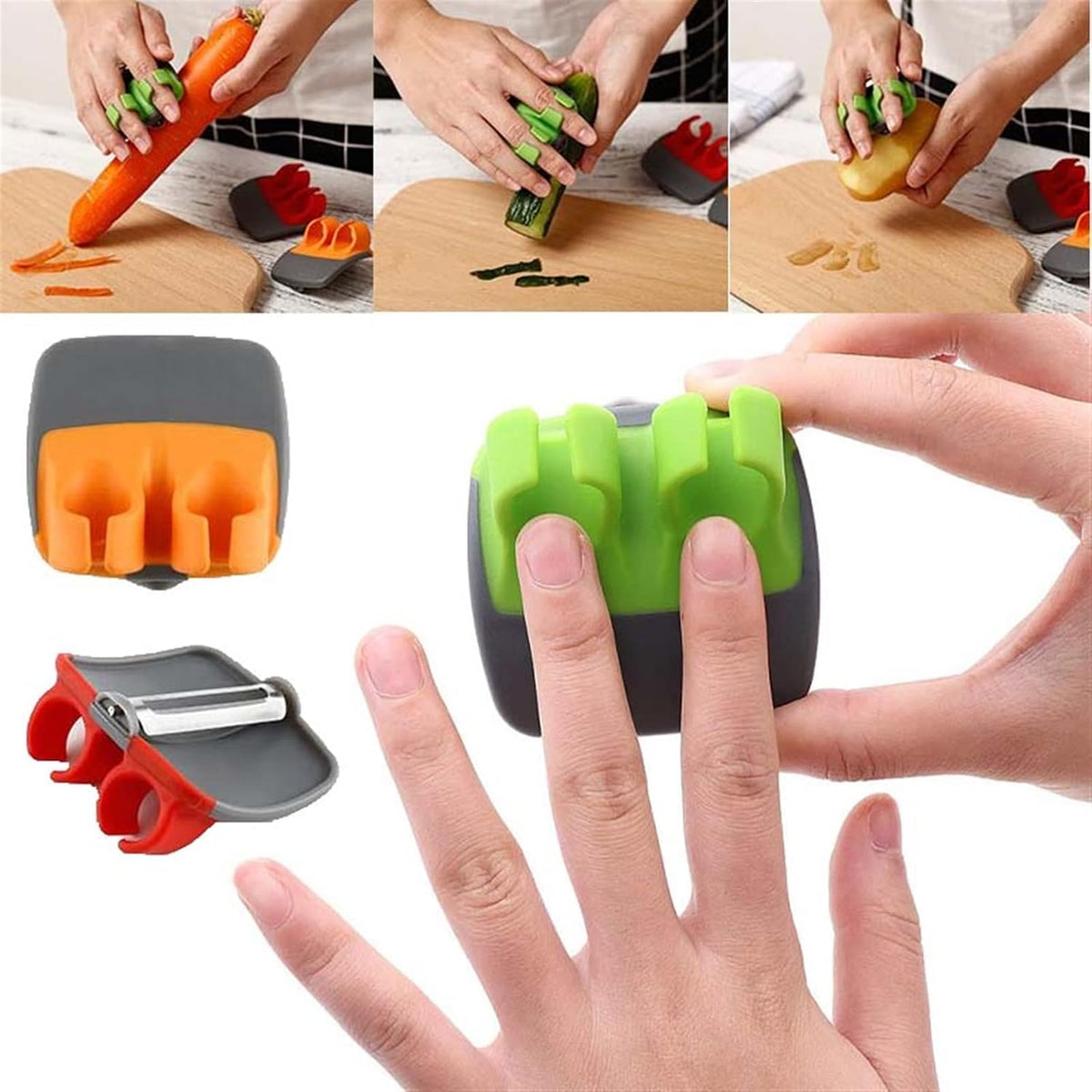 2 Pcs Hand Vegetable Peeler Palm Peeler Rubber Finger Grips
