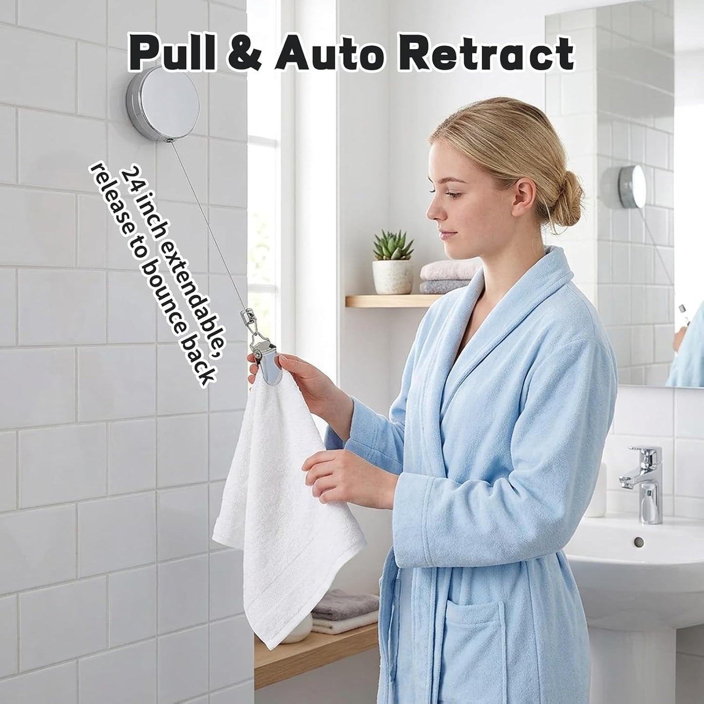 Retractable Towel Clips for Kitchen Countertops and Bathroom Organization