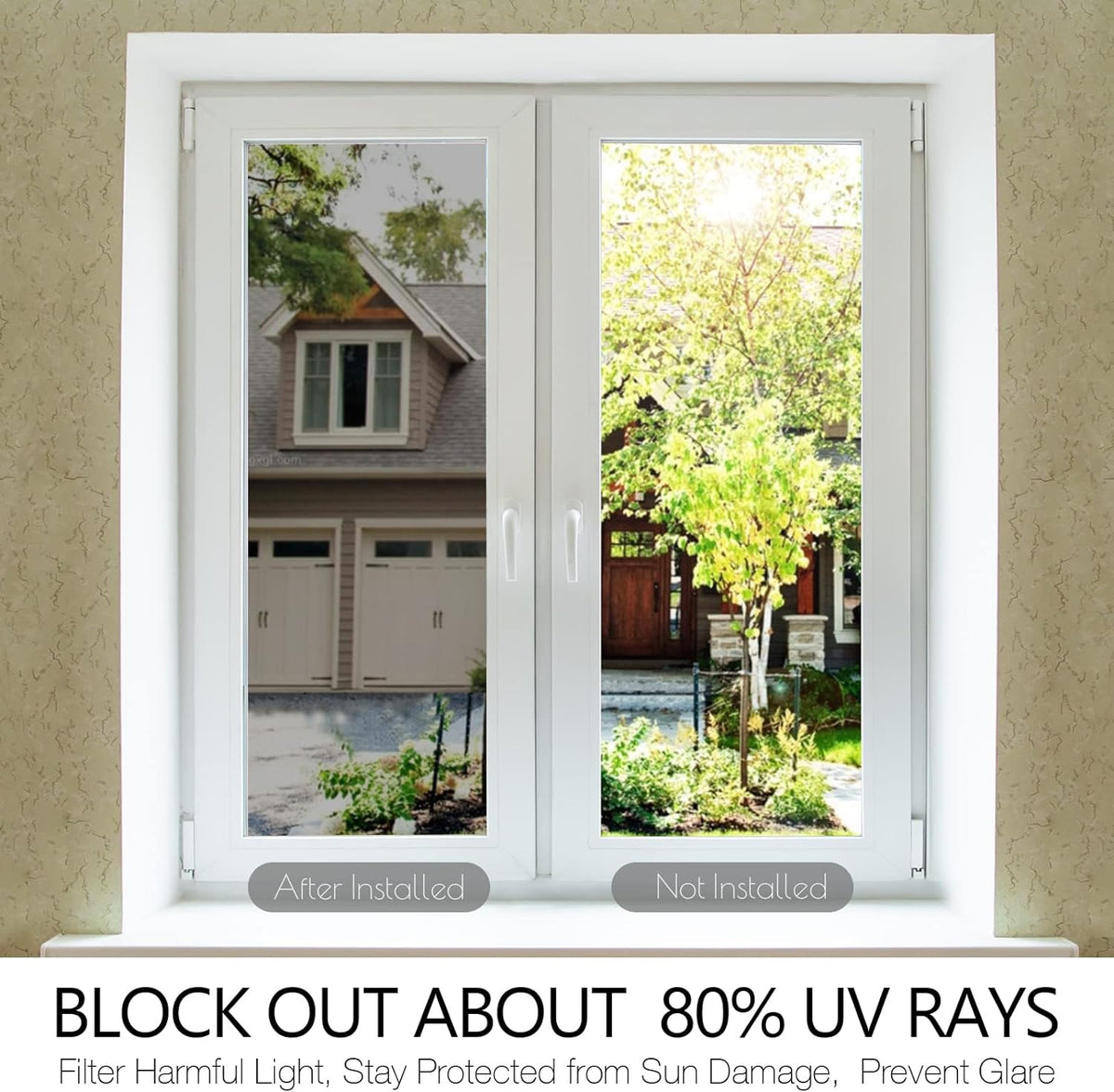 Window Privacy Film - Blocks Prying Eyes Leaves No Adhesive-45*100cm