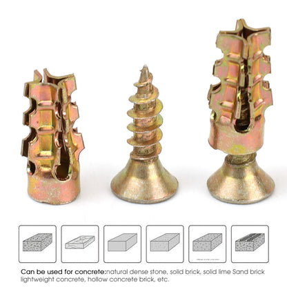 50 Pcs Self-Drilling, Self-Tapping Metal Expansion Anchors and Fasteners—Suitable for Wood, Drywall, and Concrete