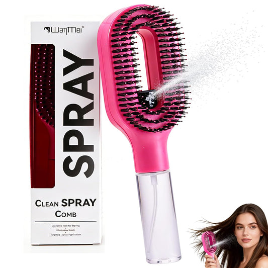2-in-1 Hair Brush with Water Spray – Fine Mist Detangling Brush for Wet & Dry Hair