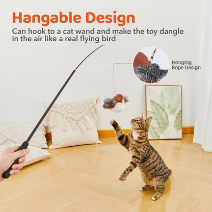 Interactive Cat Chasing Toy – Realistic Bird-Chirping Feather Toy