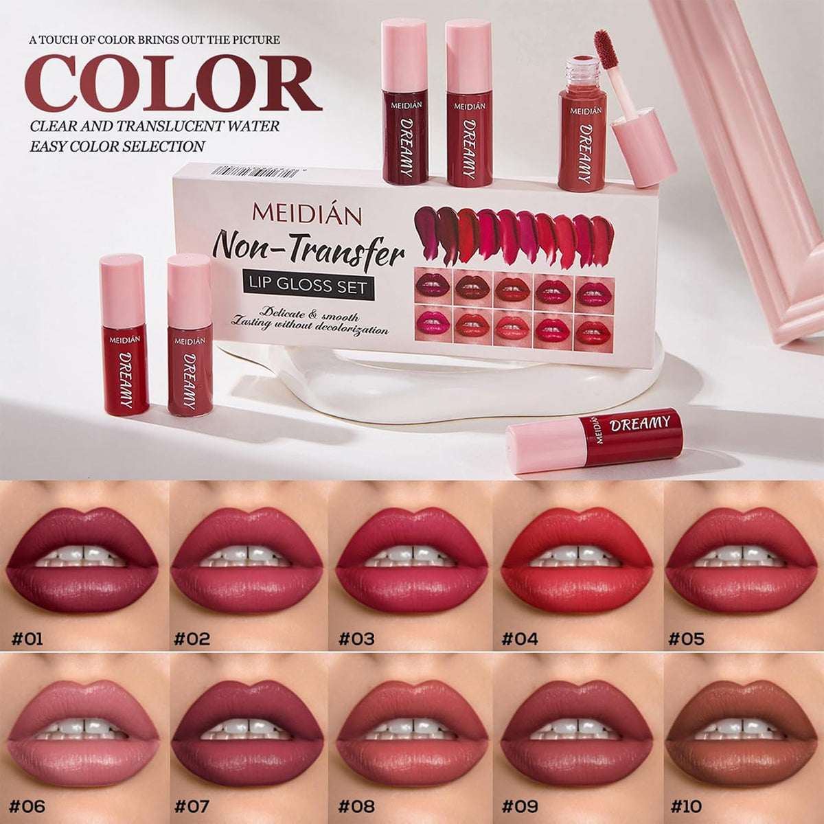 10Pcs Velvet Lip Oil Stain with Non-Transfer Formula