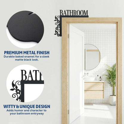 Metal Bathroom Door Topper for Restroom, Farmhouse & Minimalist Decor