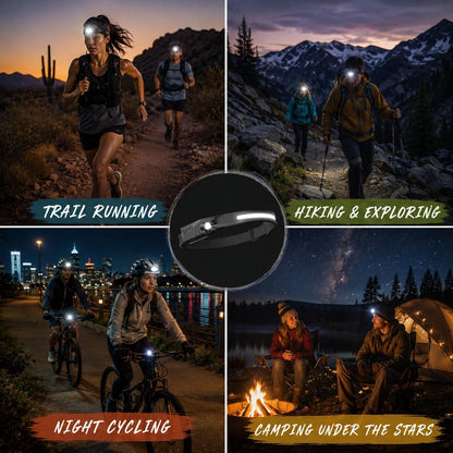 Headlamp Rechargeable, 230° Wide Beam Head Lamp LED with Motion Sensor