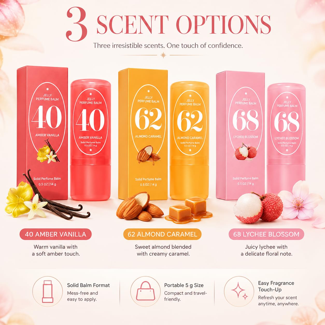 Jelly Perfume Balm Stick – Solid Fragrance Balm 5g, Long-Lasting Scent for Women