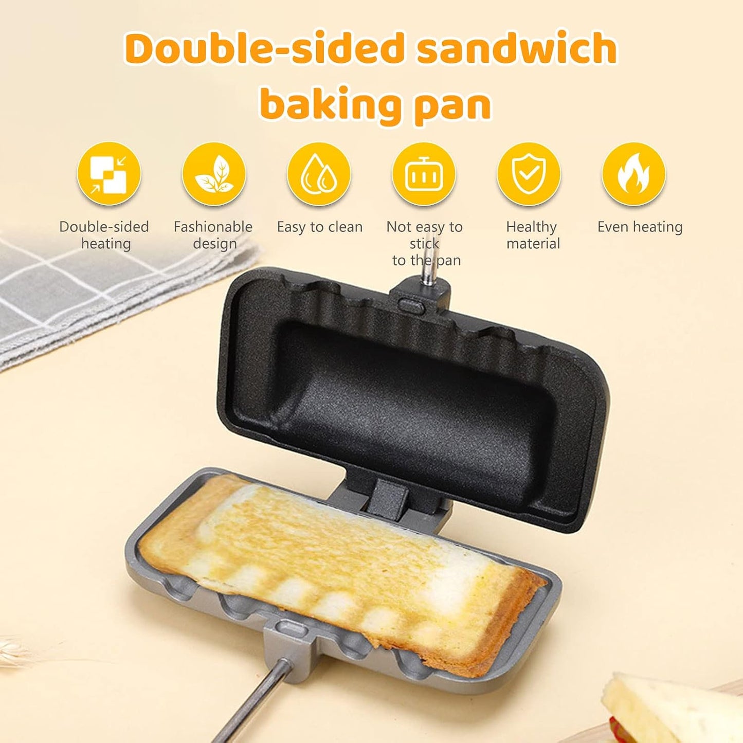 Pie Irons Cast Iron Sandwich Maker Double Sided Skillet Sandwich Baking Pan