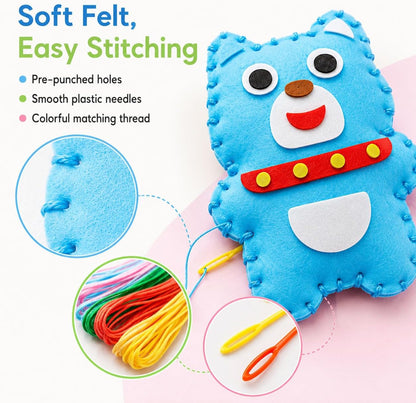 Kids Felt Sewing Craft Kit with Plastic Needles Thread Stuffing