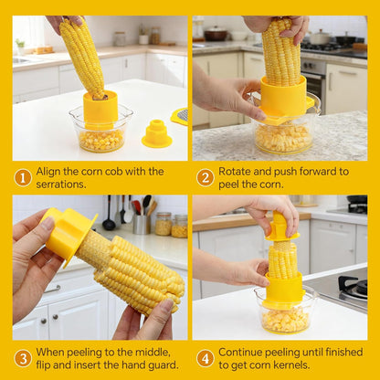 Corn Cob Stripper Tool, Corn Peeler for Corn on the Cob (Yellow)