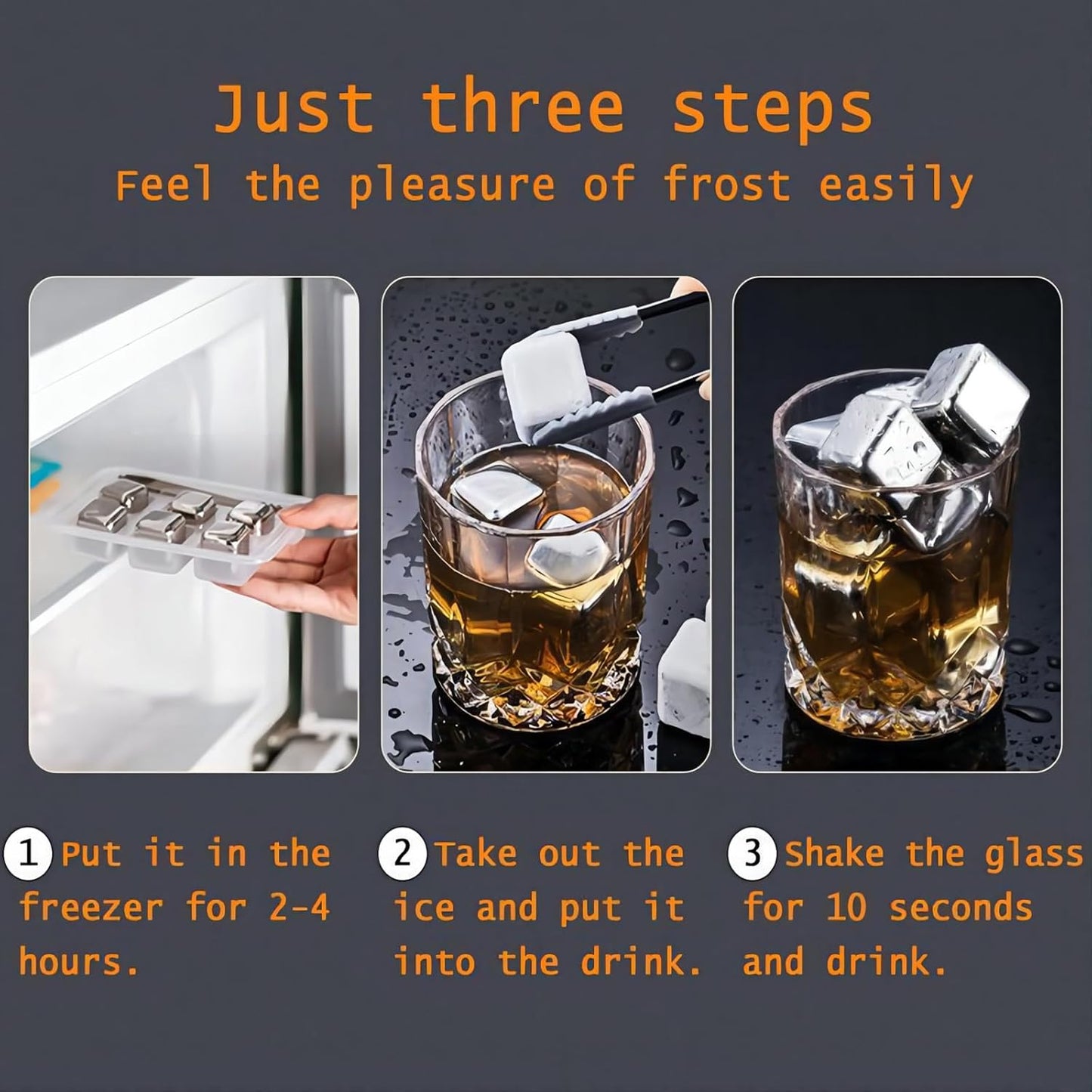 Whiskey Stones Gift Set – Stainless Steel Reusable Whiskey Chilling Rocks for Drinks & Cocktails