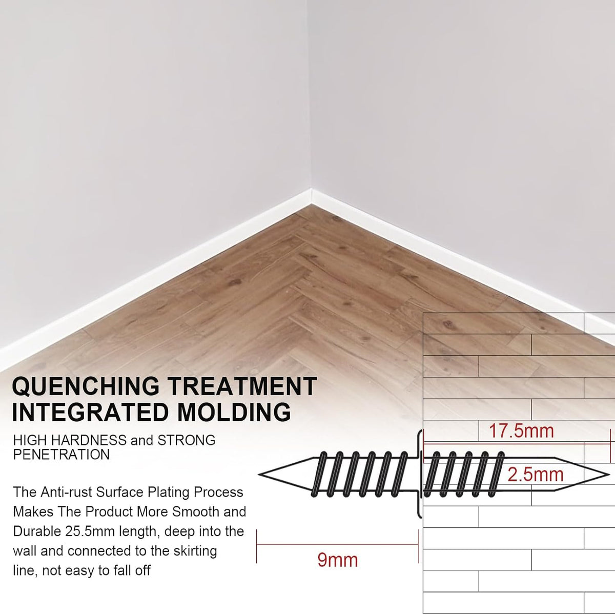 100 Double-Ended Baseboard Nails - Invisible Safety Screws