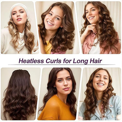 3PCS Heatless Hair Curlers – Soft Curling Rod Headband Set with Hook for Overnight Natural Curls (Black)