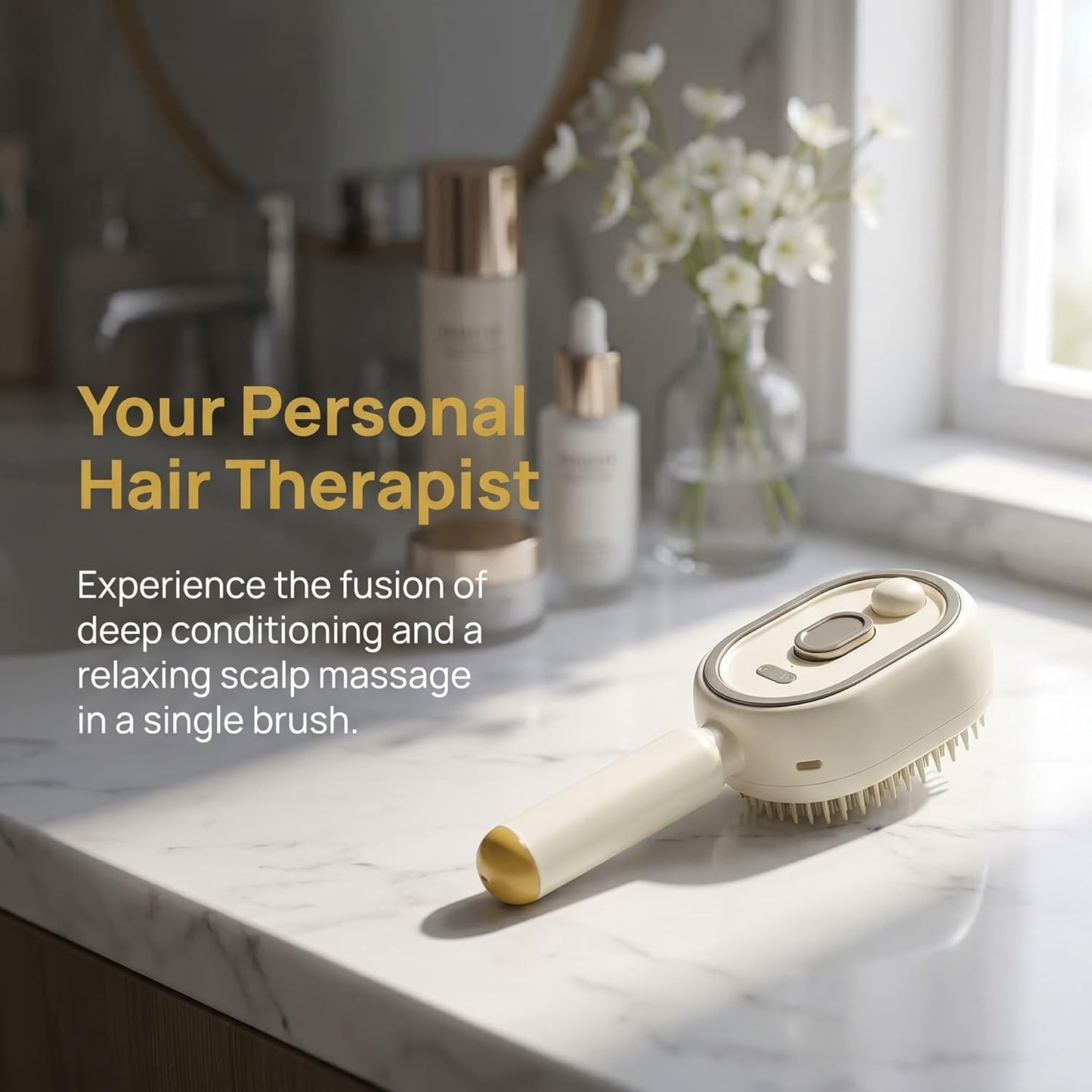 Electric Steaming Massage Hair Care Brush For Reduce Frizz, Nourishes Hairs, Anti-Static