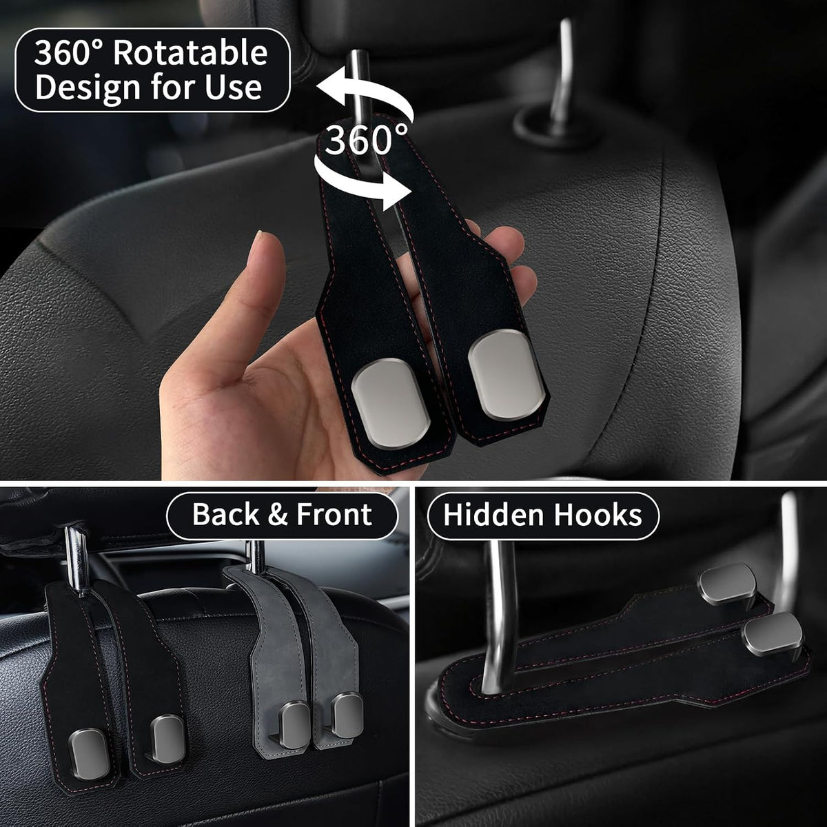2 Pcs Car Hooks For Headrest-Adjustable  Car Organizers and Storage Accessories