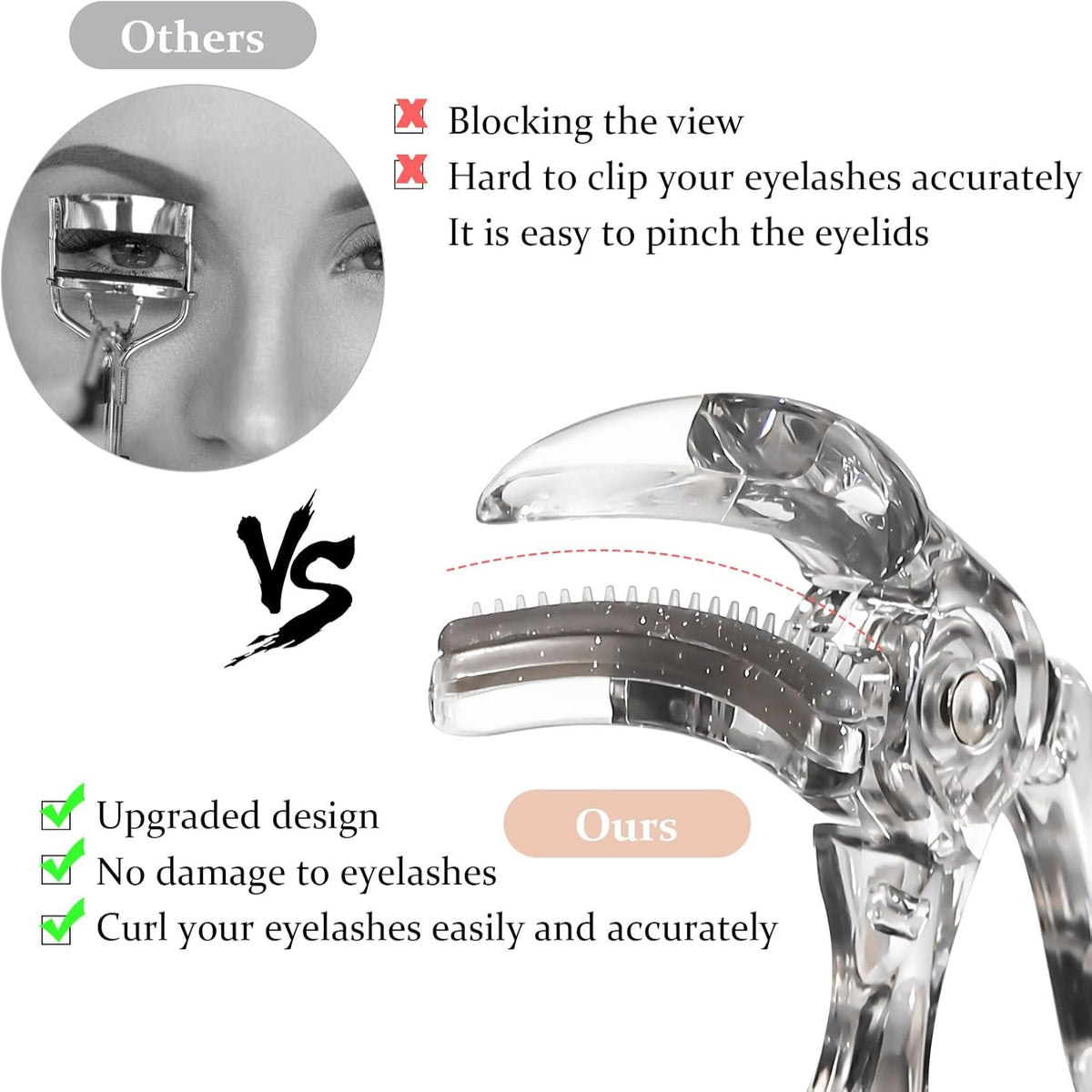 2Pcs Wide-Angle Eyelash Curler with Built-In Comb Gentle No-Pull Design