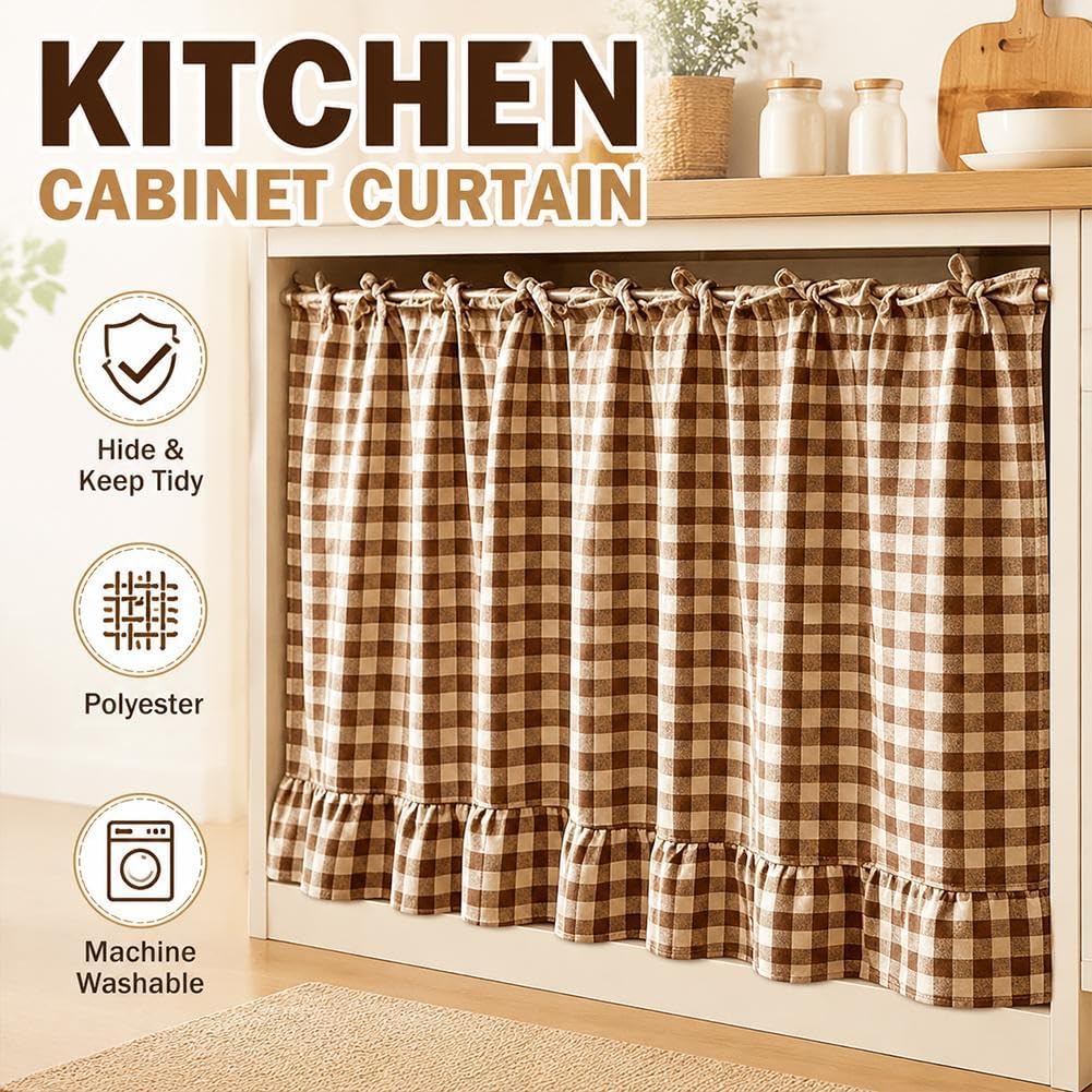 Christmas Gingham Tiered Length Stove Front Curtain
