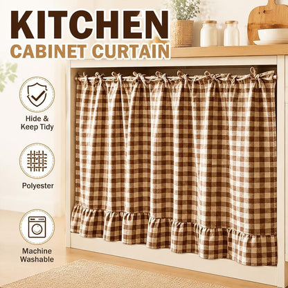 Christmas Gingham Tiered Length Stove Front Curtain