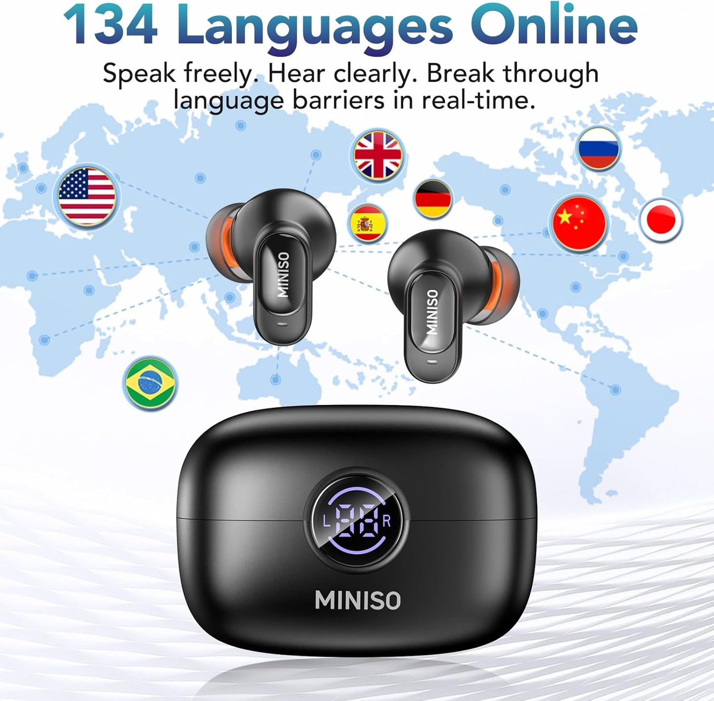 AI Translation Earbuds Real Time Support 134 Languages Compatible with iOS & Android, for Travel Business