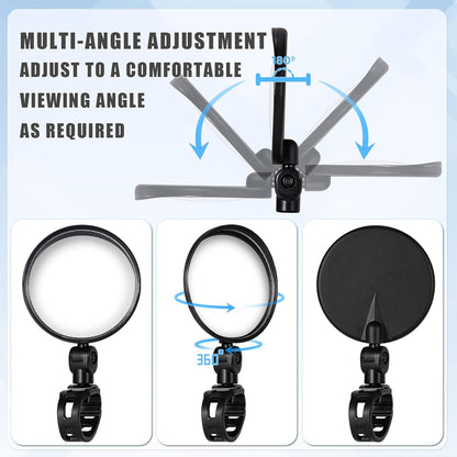 2 PCS Bicycle Rear View Mirror for Safer Cycling on Road & Mountain Bikes