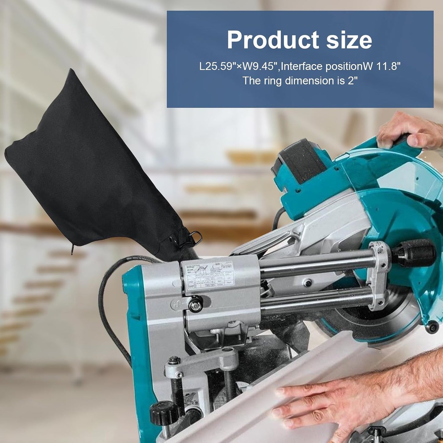 2Pack Miter Saw Dust Collection Bags – With Zipper And Adjustable Metal Support Frame
