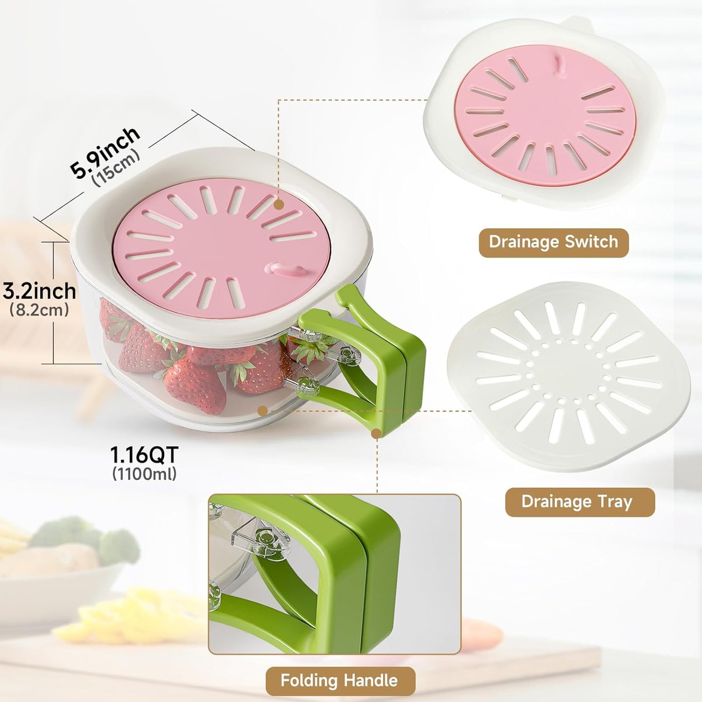 Fruit Vegetable Washing Bowl with Strainer