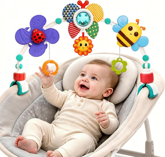 Arched Hanging Toy with Teether and Squeaker – For Strollers and Car Seats