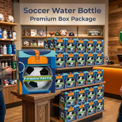 19oz/550ml Soccer Ball Water Bottle Collapsible - Food Grade with Carabiner Clip