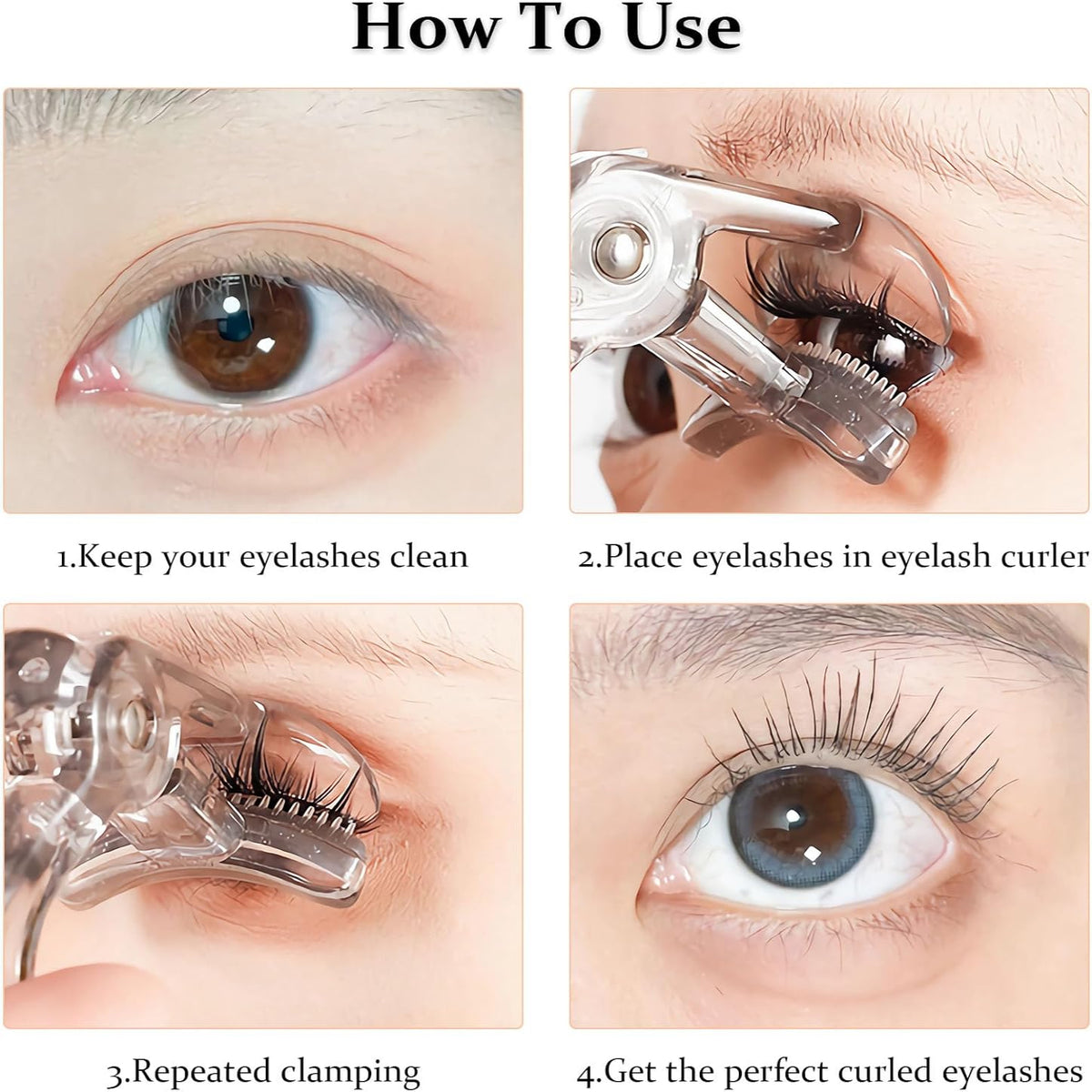 2Pcs Wide-Angle Eyelash Curler with Built-In Comb Gentle No-Pull Design
