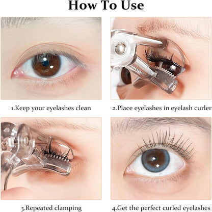 2Pcs Wide-Angle Eyelash Curler with Built-In Comb Gentle No-Pull Design