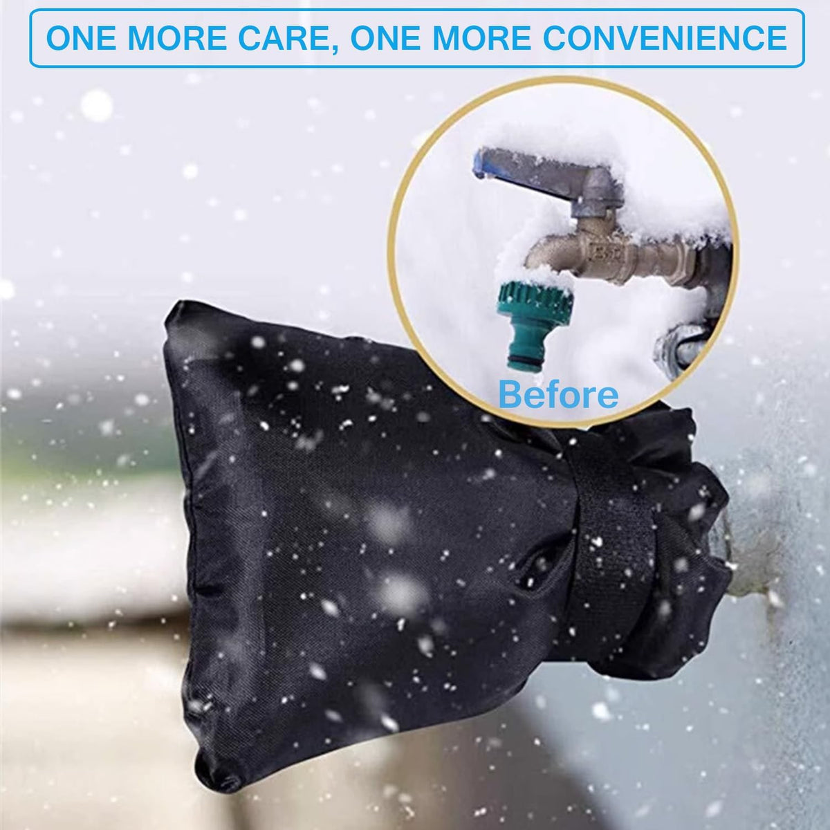 8-Pcs Outdoor Faucet Cover Set, Thick Heat Barrier with Strap