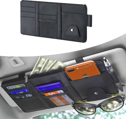 Car Sun Visor Organizer, Auto Car Interior Leather Accessories Storage Pocket