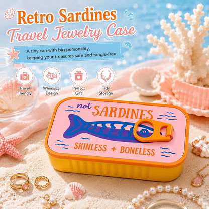 Sardines Travel Jewelry Case with 3 Fish-Shaped Holders