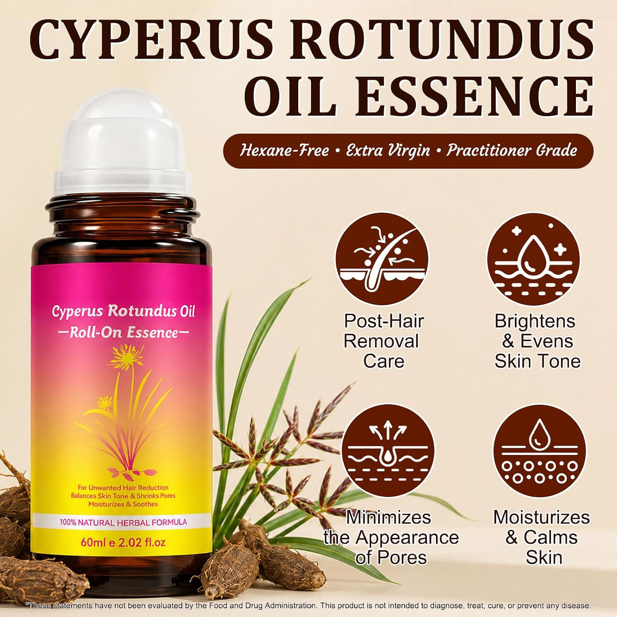Natural Cyprus CypressRotundus Oil - Soothes Skin &Minimizes Pores-60ml