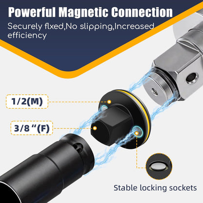 4PC Magnetic Socket Converters Cr-Mo Steel for Tight Spaces, 1/4"–3/8"–1/2"–3/4"–1"