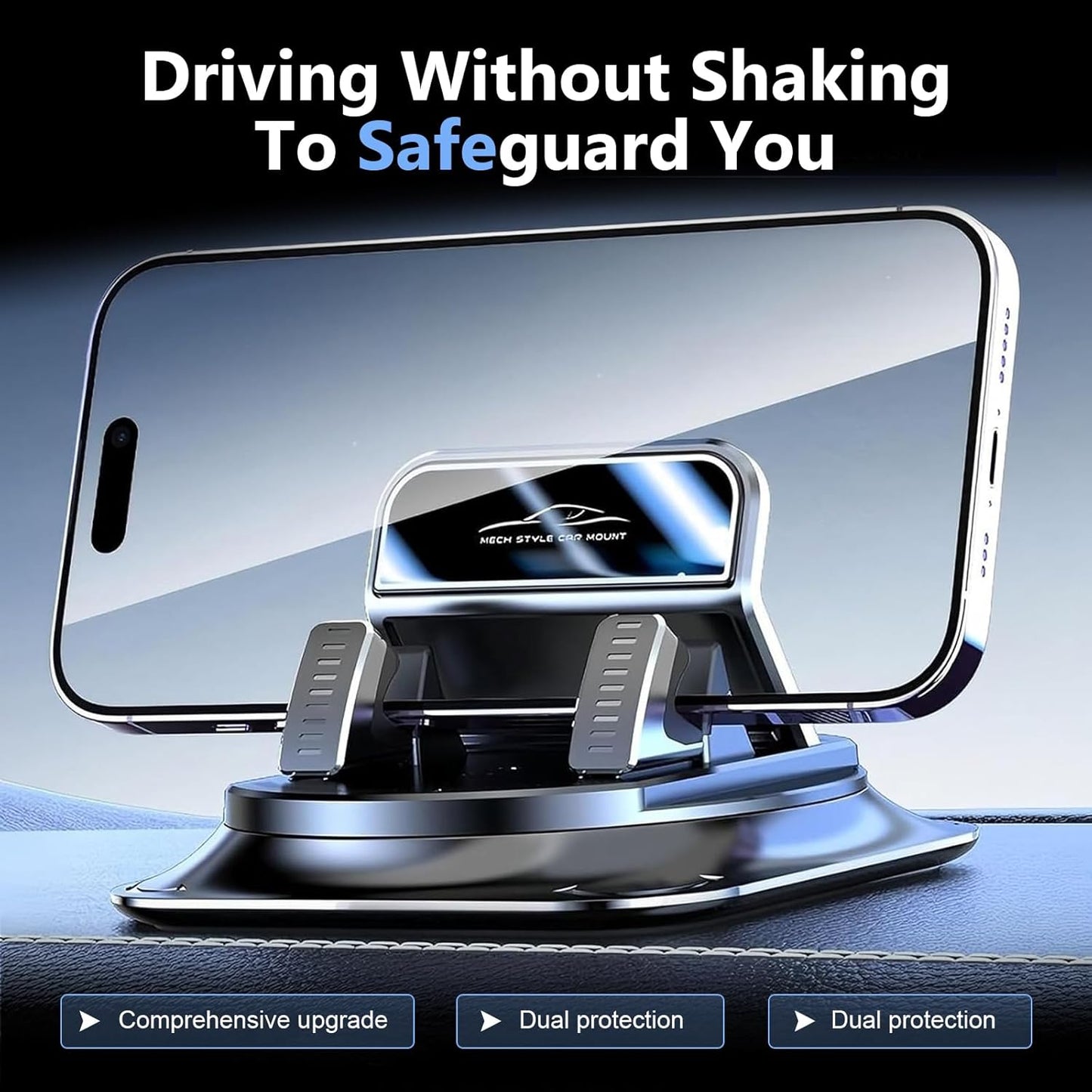 Car Dashboard Phone Holder – 360° Rotating Universal Car Phone Mount for Navigation, Anti-Slip & One-Hand Operation