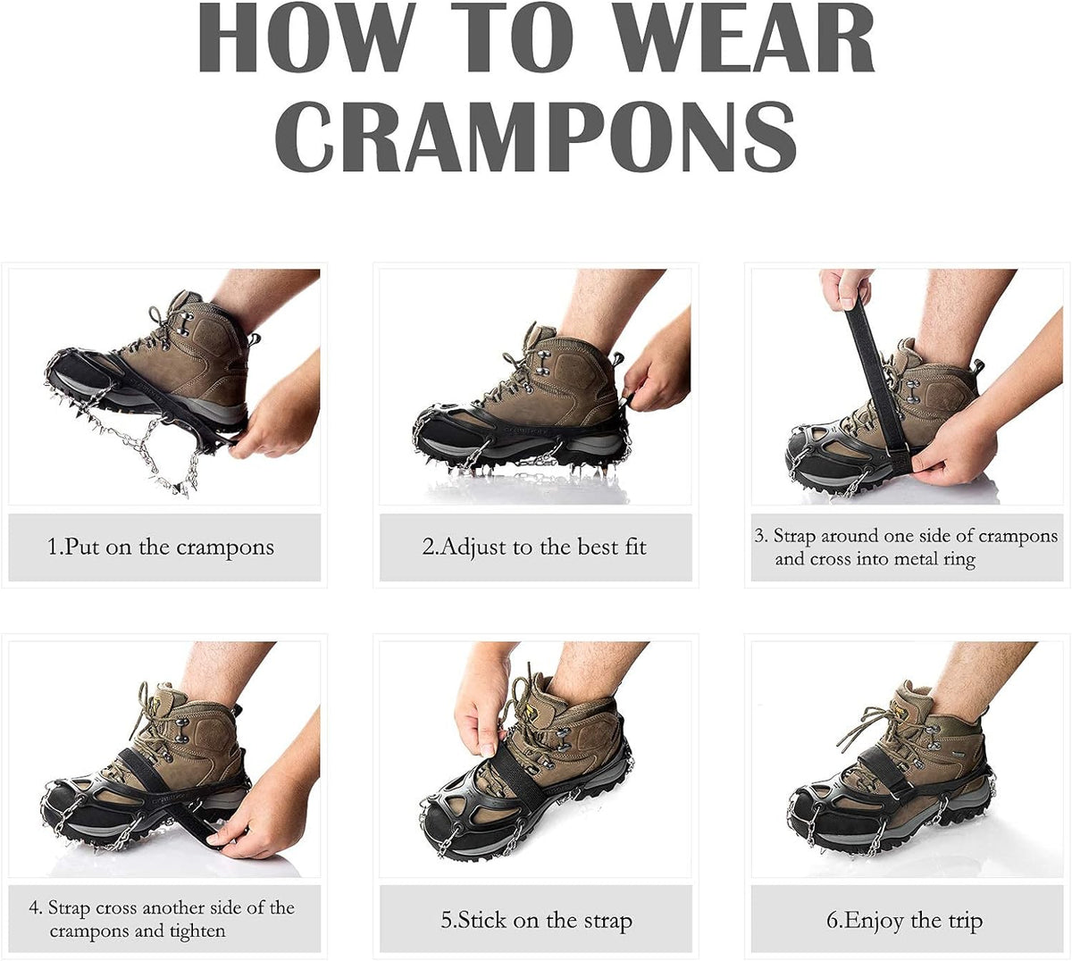 Lightweight Crampons Anti-Slip Traction Snow Grips-One Size Fits All-2 Pcs