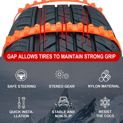 10Pack Emergency Anti-Skid Traction Chains, Reusable Snow Tire Chains for Trucks & SUVs
