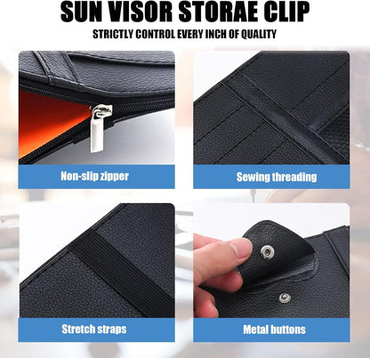 Car Sun Visor Organizer, Auto Car Interior Leather Accessories Storage Pocket