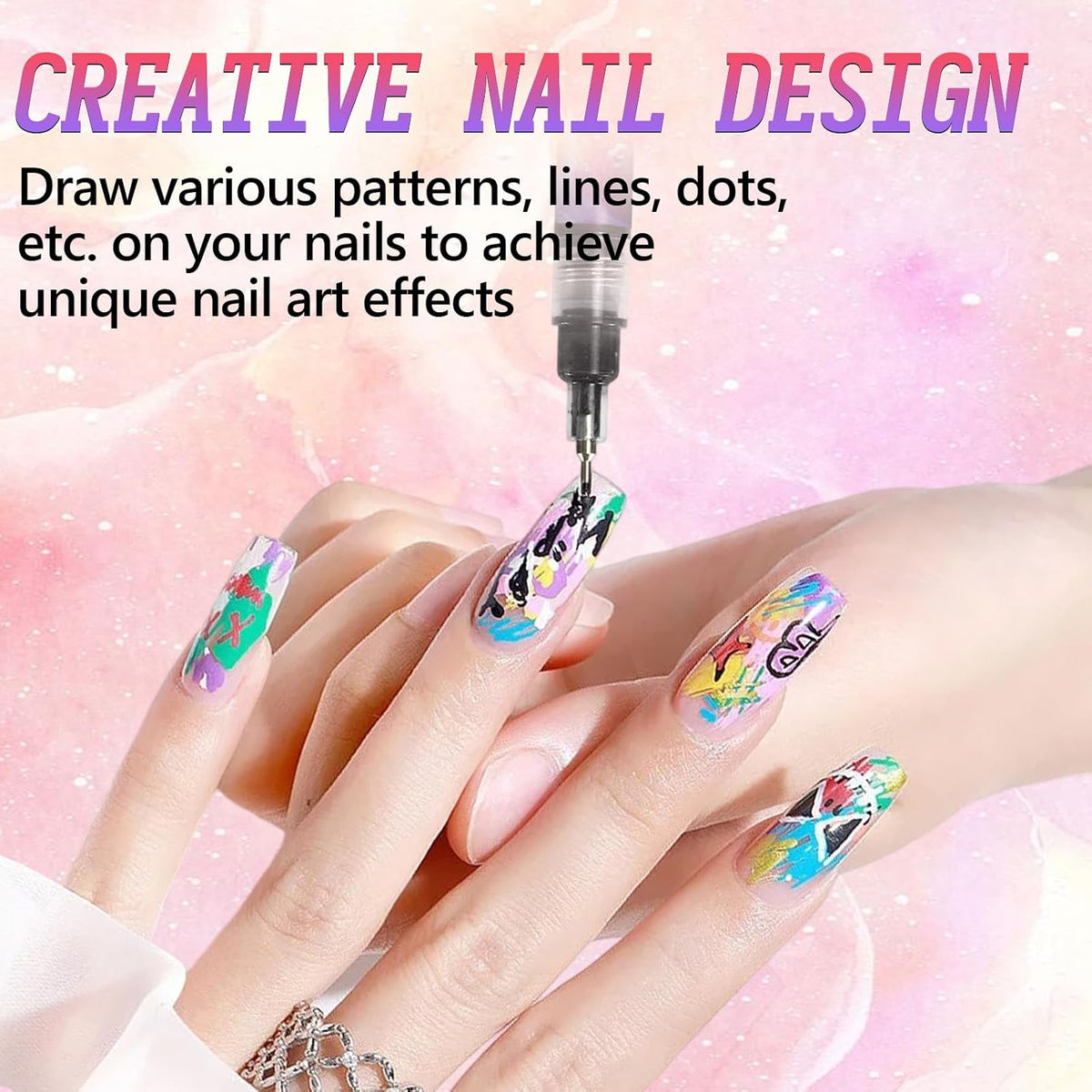 12-Color Nail Art Pen Set - 3D Quick-Drying 0.5mm Nail Polish Pens
