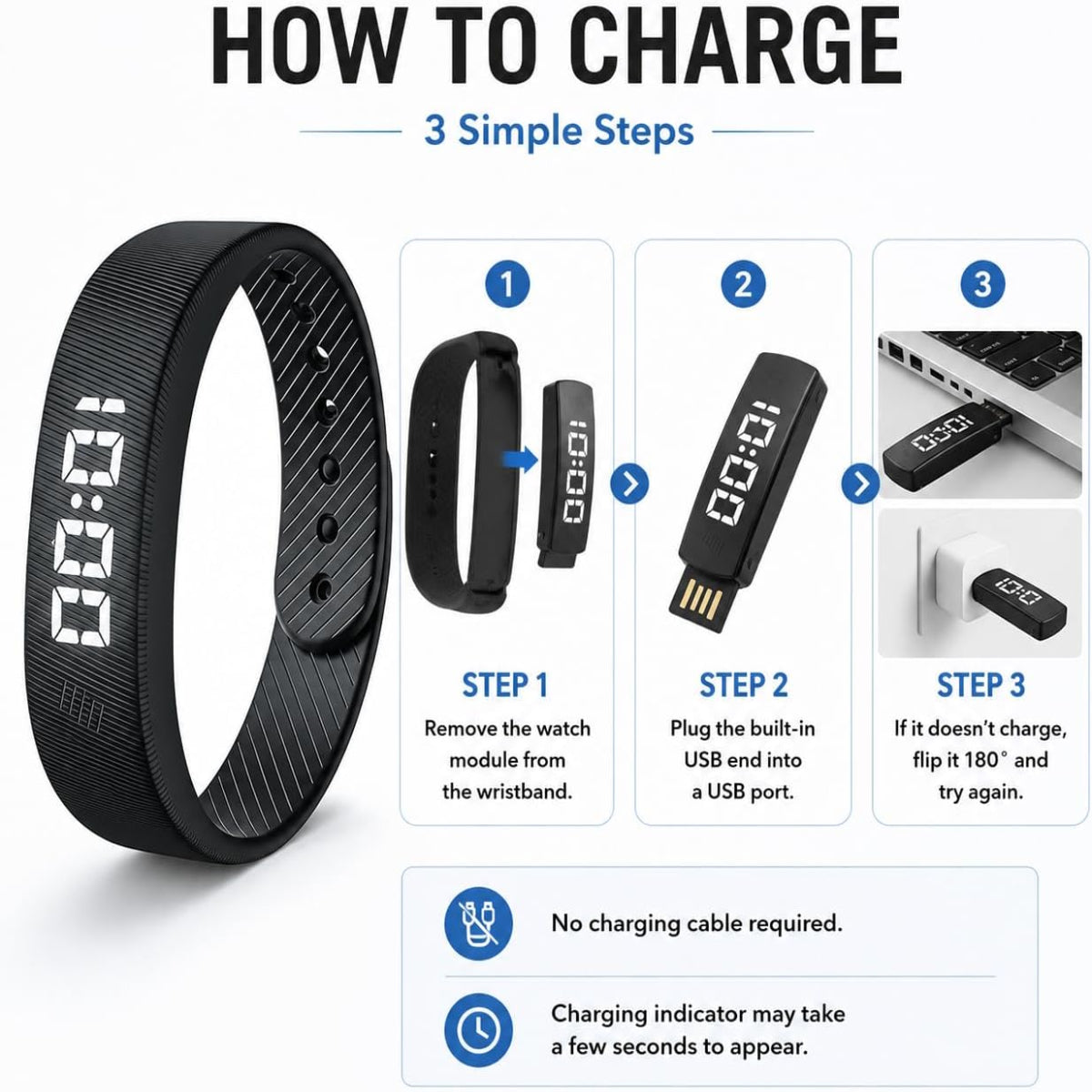 Smart Fitness Tracker with Silent Alarm Clock and Waterproof Strap