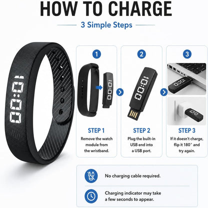 Smart Fitness Tracker with Silent Alarm Clock and Waterproof Strap