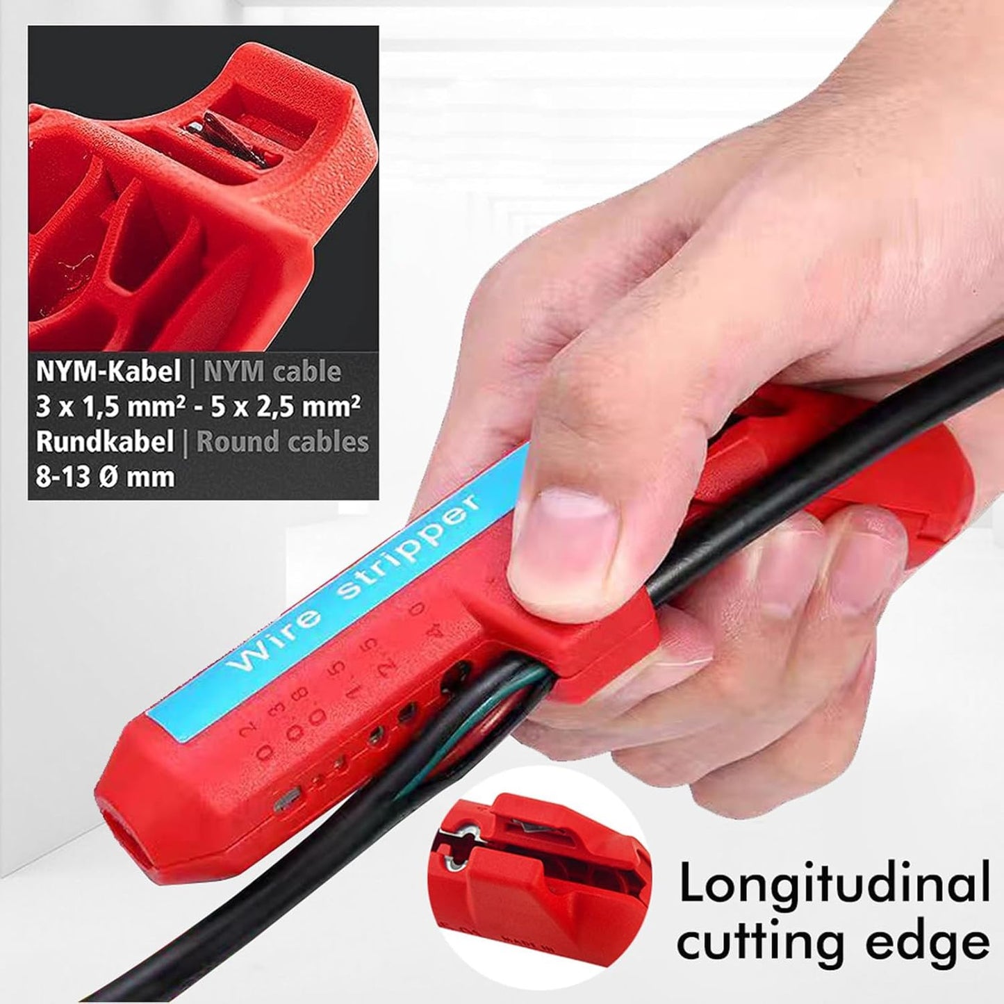 Wire Stripper Curved Handle Multi Functional Cable Stripping Tool for Electrician