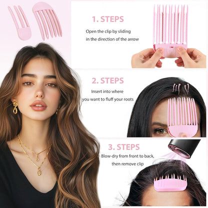 2Pack 3-and-6 Teeth Root Lift Volumizing Comb for Curl Enhancement & Fluffy Fuller Locks