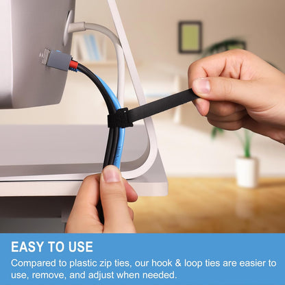 50 Pcs Multicolor Cable Ties – Reusable Nylon Fabric Fastening Straps for Cable Management & Organization