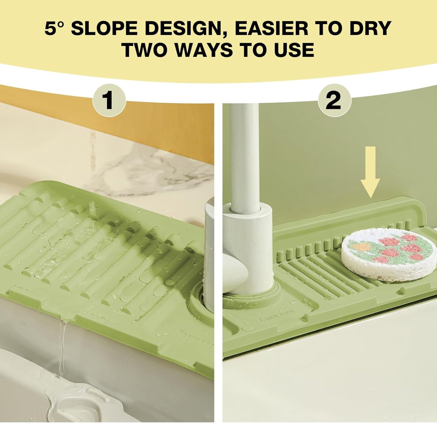 Adjustable Silicone Sink Splash Guard with Fast Drying Properties , Perfect for Bathroom, Laundry & Bar, Durable Kitchen Sink